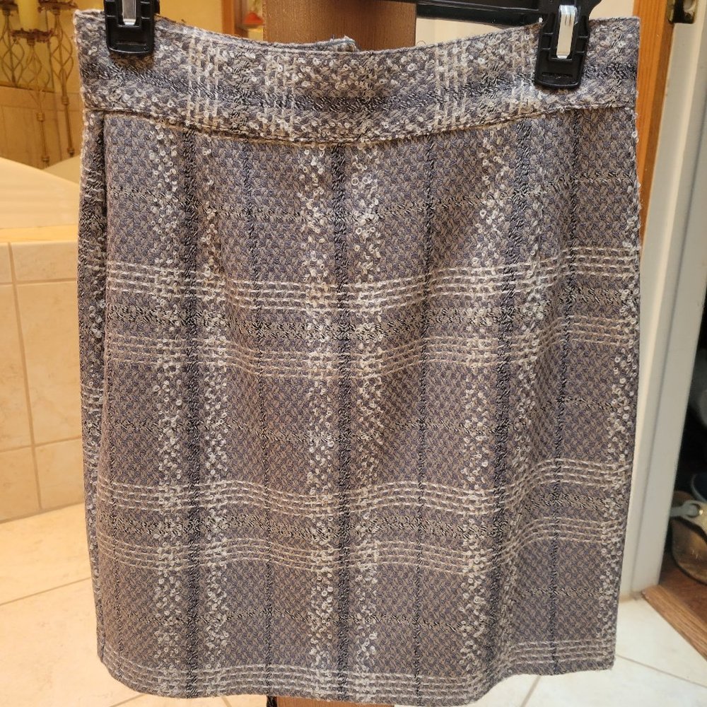 Expressions Gray Plaid Wood Skirt Size 8 EUC